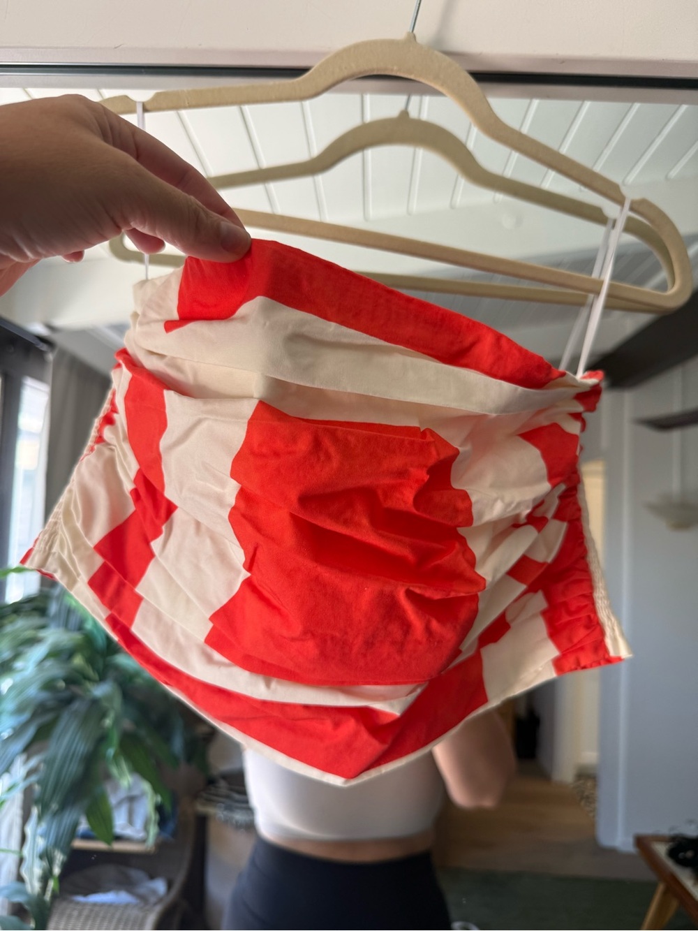Banana Republic coral and White Strapless Bandeau Top